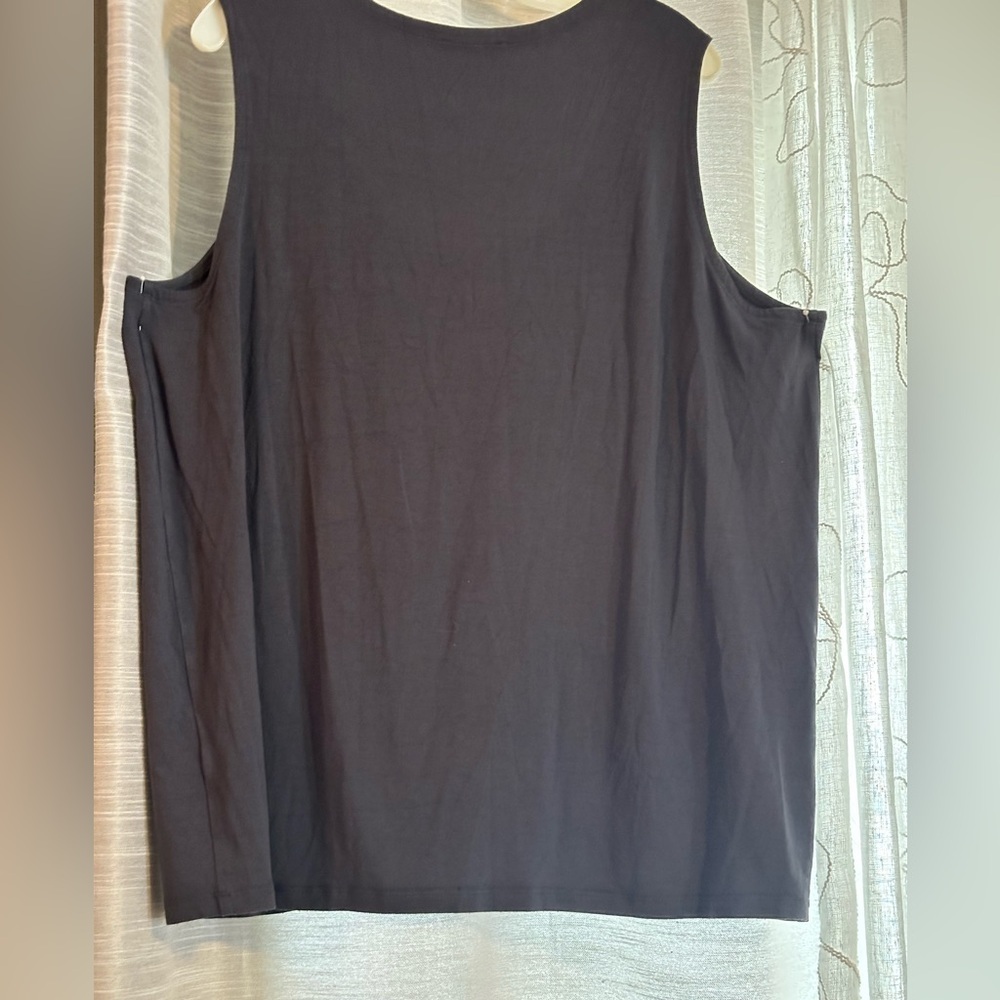 Eileen Fisher Sleeveless black top Sz X Large Rayon Lycra - Picture 7 of 11